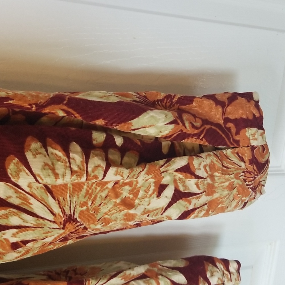 Free People Shasta Print Corduroy Shortsleeve Jumpsuit Floral Back Out Wide Leg - Picture 8 of 17